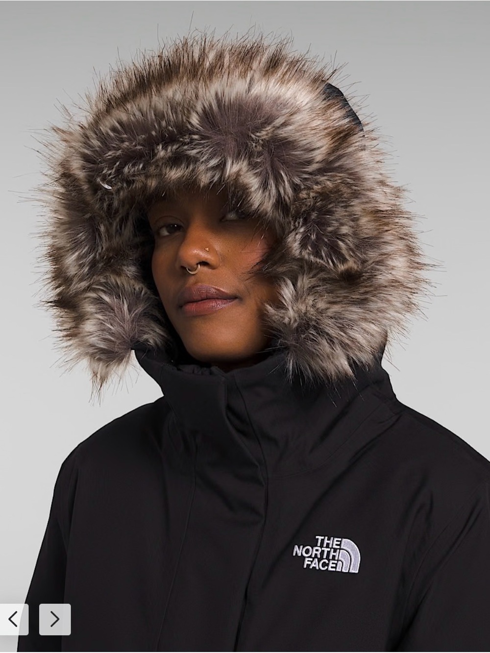 The North Face Women’s Arctic Parka - Black with Faux-Fur Hood Trim - Picture 4 of 10